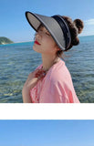 New Sun Hat Women's UV Protection Sun Hat Summer Empty Top Cap Large Brim Outdoor Cycling Face Shade Hat Woman