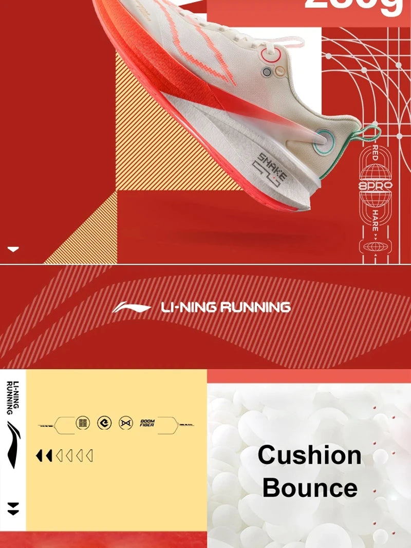 Li-Ning Women RED HARE 8 PRO Racing Running Shoes BOOM FIBER Cushion GCR LOC Sport Shoes Wearable Breathable Sneaker ARPV006