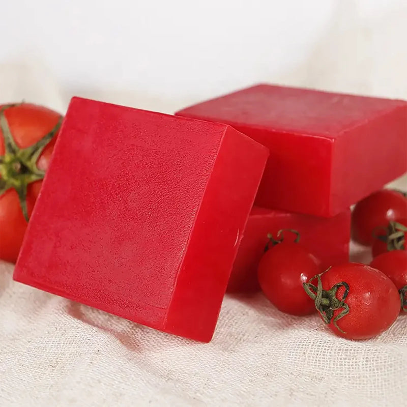 LKIAE Brand Tomato Fruit Scented Handmade Natural Bar Soap, For Face, Body, Whitening, Oil Control, Brightens, Shrink Pore, 200g