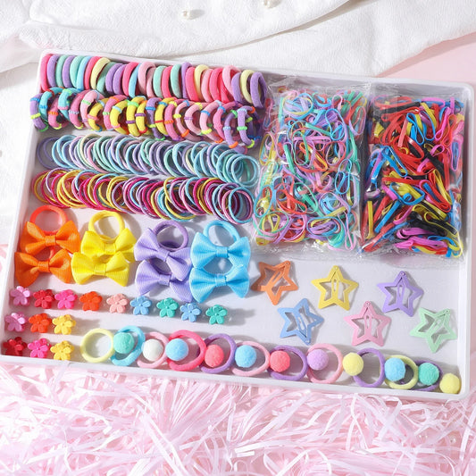 Juego de 899 accesorios para el cabello para niñas, bandas elásticas de goma, lazos para el cabello, diadema, pinza para el cabello con forma de estrella, accesorios para el cabello para niñas.