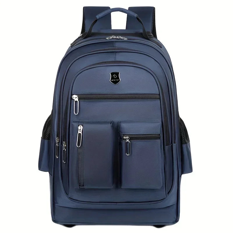 Large Capacity Travel Backpack With Wheels, Multi Layer Trolley Luggage Bag, Multifunctional Weekender Overnight Bag Rucksack