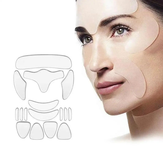 1 set Reusable Face Wrinkle Remover Tapes Silicone Anti-wrinkle Face Forehead Cheek Chin Sticker Anti-aging Skin Care Mask