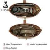 FOXER 2026 New Women's Handbag PVC Leather Lady Bucket Bag Fashion Shoulder Bag Light Luxury Best Gift for Wife,Lover