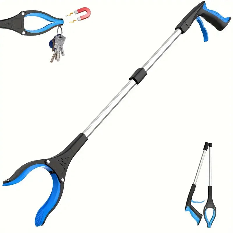 Recogedor de basura ligero y resistente con abrazadera giratoria de 360° para personas mayores, herramienta de recolección de basura de 32 pulgadas.