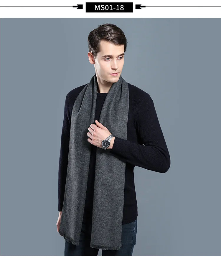 Designer Brand Plaid Men's Cashmere Scarf Winter Warm Scarves Shawls Casual Business Long Wraps Pashmina Christmas Gift for Man