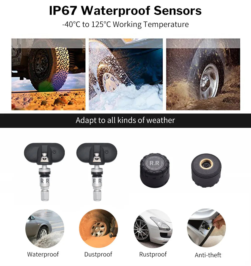 Deelife Car Tire Pressure Monitoring System Solar TPMS Tire Pressure Monitor Tire Pressure Control System