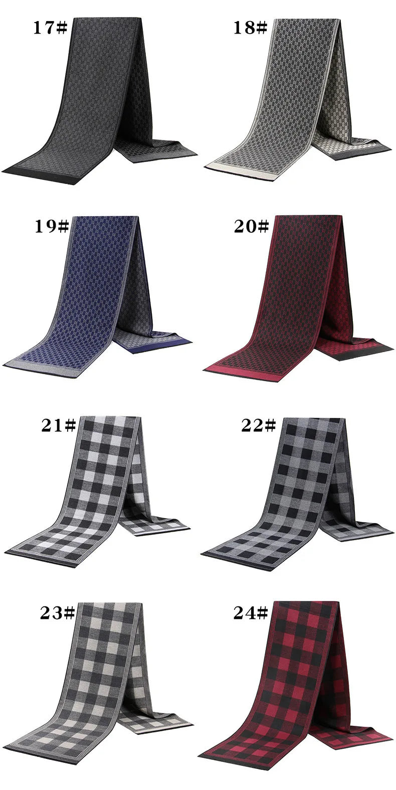 Classic Plaid Men Scarves Winter Warm Cashmere Soft Scarf For Men Casual Business Neckerchief Black Gray Silk Scarves 30*180cm