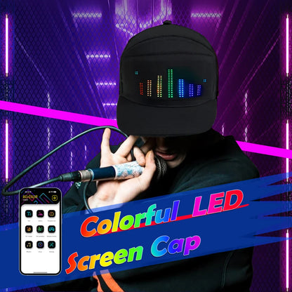 Pantalla de luz LED DIY, matriz inteligente, gorras de béisbol con Bluetooth, control por aplicación, decoración genial para fiestas de hip hop
