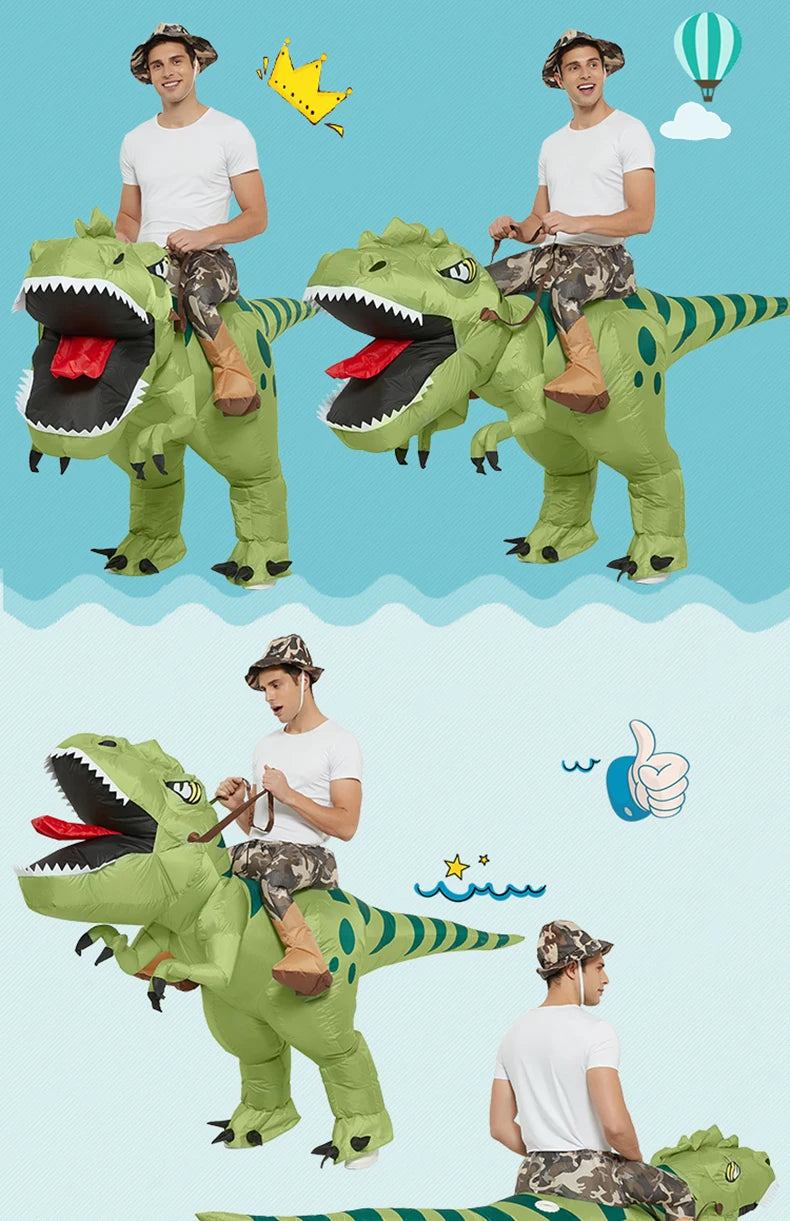 Animal Cartoon Riding T-Rex Inflatable Costume Nursery Kids Dinosaur Role-Playing Game Adult Kids Chasing Game Birthday Gift