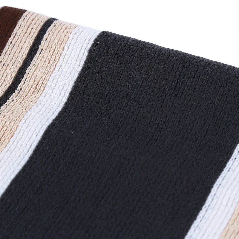 Classic Striped Outdoor Scarves Men Cashmere Soft Knitted Striped Scarf Long Tassel Neck Warmer Men'S Winter Scarf