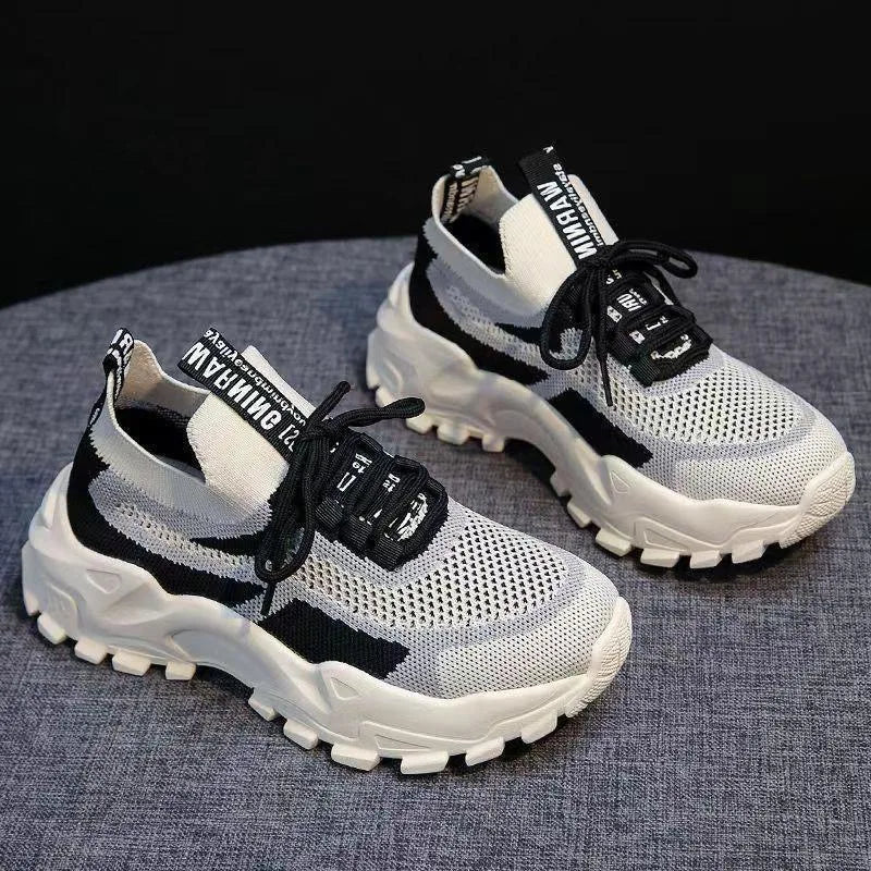 2024 Fashionable Flying Woven Women's Running Shoes Korean-Style Women's Shoes Breathable Lightweight Sports Shoes Ladies Shoes