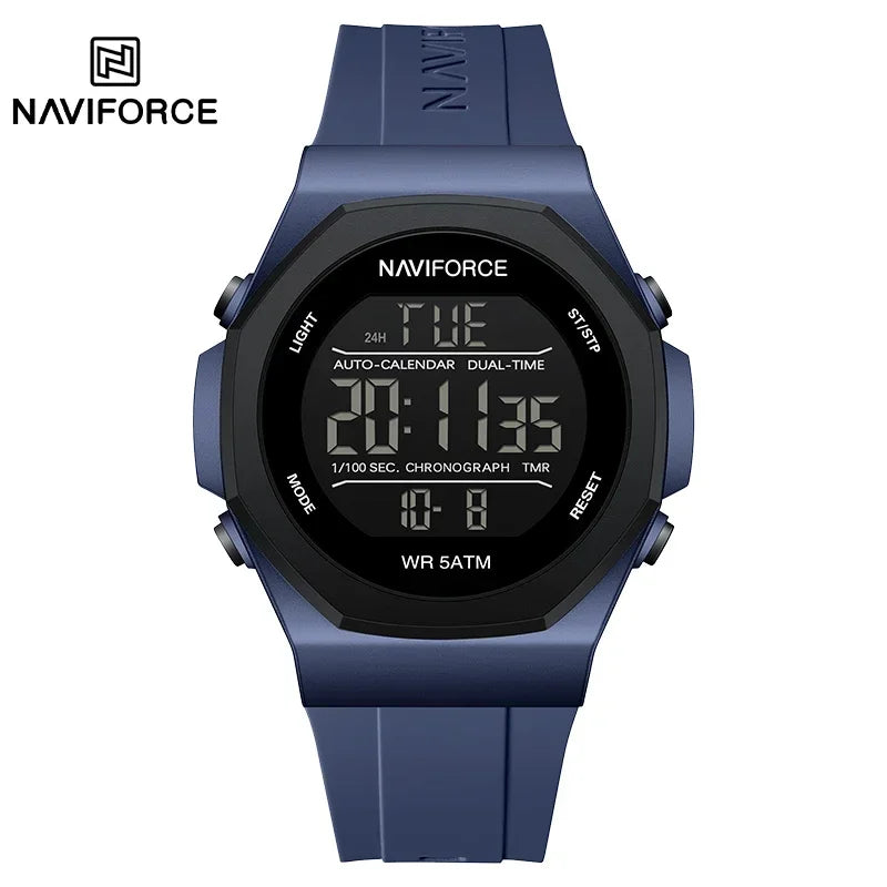 NAVIFORCE NF7117 Sports Watch for Men 5ATM Waterproof Multifunction Electronic Watch Men's LCD Digital Wristwatch