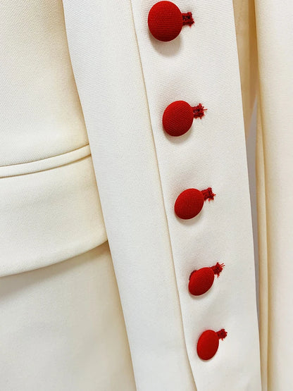 Conjunto de traje de pasarela de diseñador de moda de HIGH STREET 2024 para mujer, elegante blazer con botones de color y pantalones con abertura.