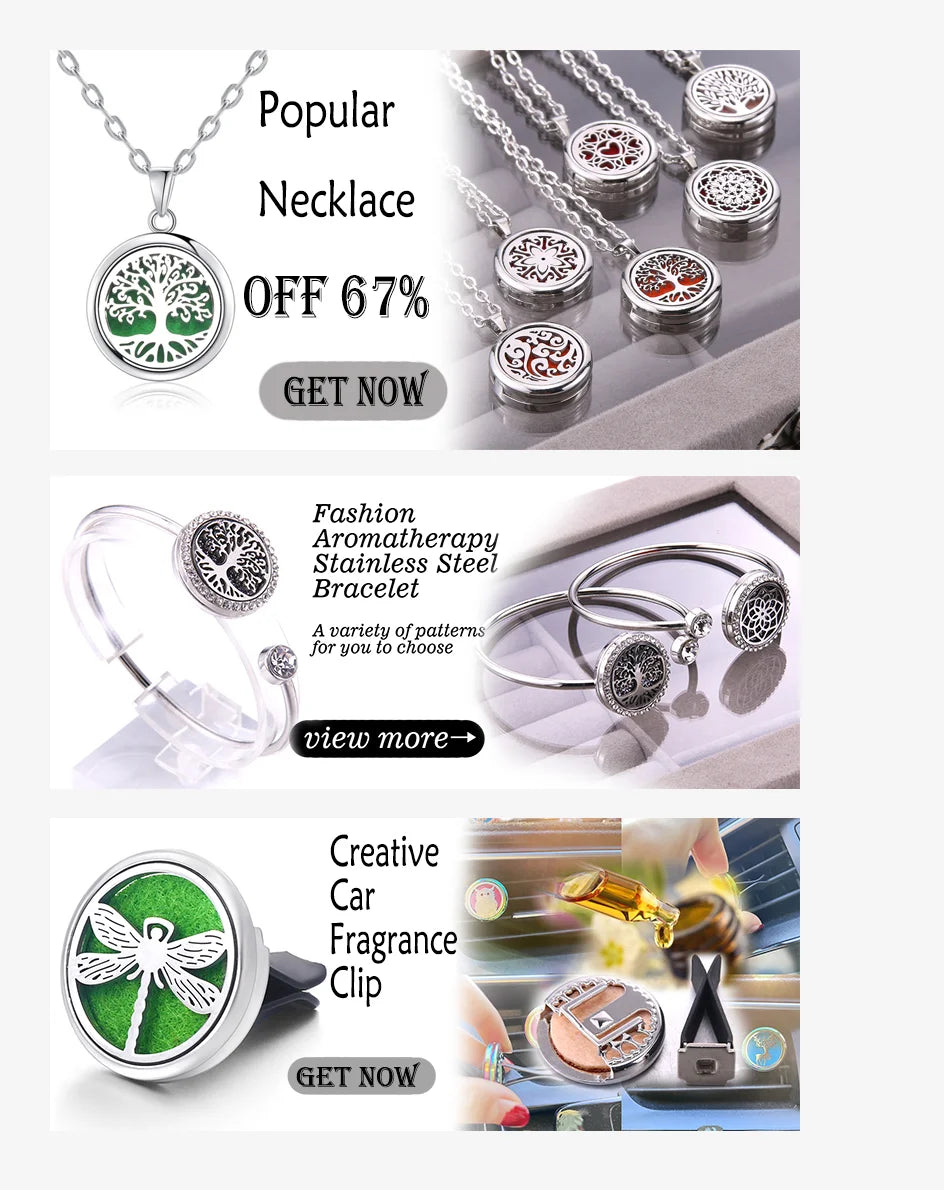 2023 New Aromatherapy Jewelry Necklaces Essential Oil Diffuser Necklace Stainless Steel Open Locket Aroma Scent Perfume Necklace