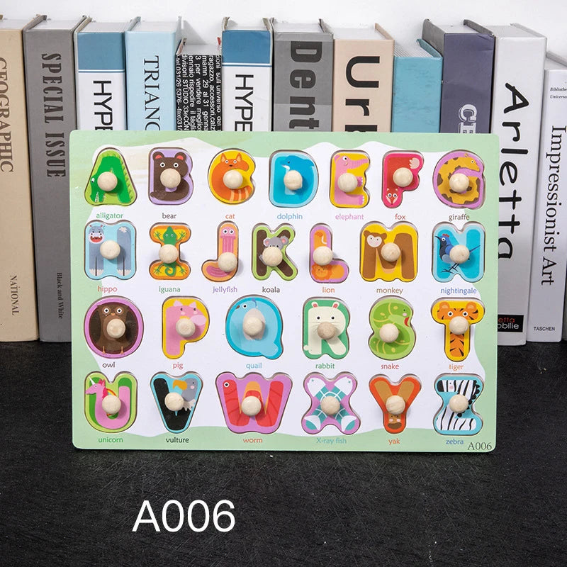 Toddler Wooden Peg 3D Puzzles Kids Toys Alphabet Montessori Education Learning Toys Great Preschool Gift for Girls and Boys