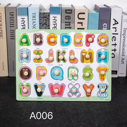 Toddler Wooden Peg 3D Puzzles Kids Toys Alphabet Montessori Education Learning Toys Great Preschool Gift for Girls and Boys