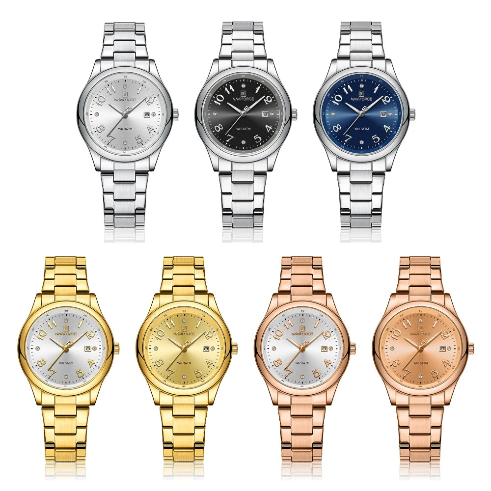 NAVIFORCE Luxury Watch for Women Waterproof Luminous Date Stainless Steel Ladies Quartz Watches Fashion Casual Wristwatch Girl