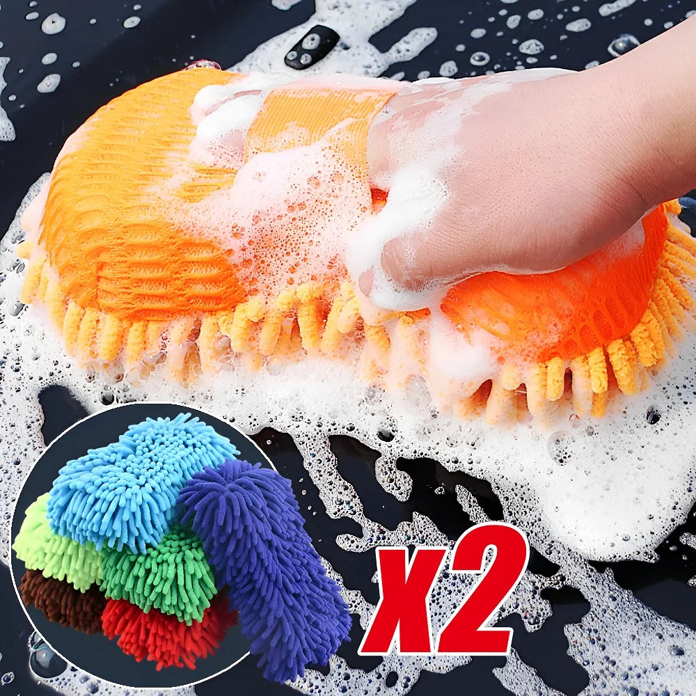 2Pcs Coral Car Wash Mitts Car Cleaning Sponge Care Detailing Brushes Auto Gloves Styling Car Cleaning Tools Auto Accessories