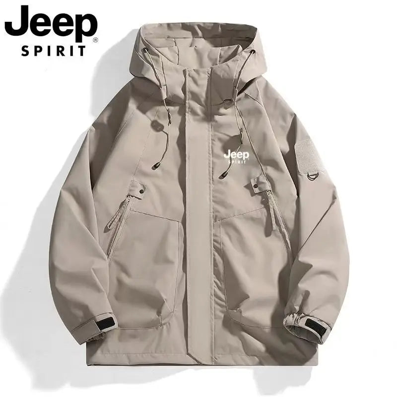 JEEP windbreaker jacket for both men and women, new Spring/Autumn 2026 style windproof hooded sport outdoor loose top