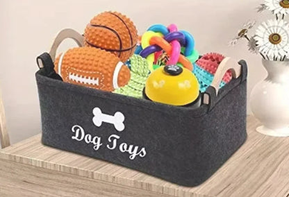 Caja de juguetes de fieltro para mascotas, caja de juguetes para perros, caja de almacenamiento tipo cesta: perfecta para organizar a las mascotas