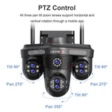 LS VISION 10X Optical Zoom 4-Screens WiFi IP Camera  35MP Outdoor Wifi Security PTZ Cam Auto Tracking Home Surveillance Cameras