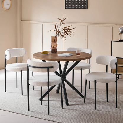 EGOONM 4Pcs Nordic Style Dining Chairs Upholstered Kitchen Chairs with Teddy Velvet Chair Home Desk Dining Room Kitchen Chairs