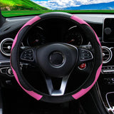 PU Carbon Fiber Leather Car Steering Wheel Cover without Inner Ring Suitable for 14.5-15 Inches Auto Supplies