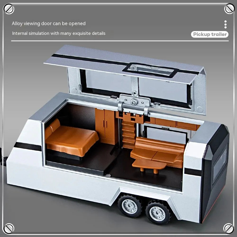 Camiones de juguete para niños, modelo Cybertruck, camioneta plateada, de metal fundido a presión, con sonido y luz, a partir de 3 años, escala 1:32.