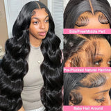 Peruca lace frontal cabelo humano ondeulado body wave - renda HD transparente pre - plucked
