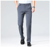 Pantalones de talla grande para hombre, pantalones de traje de negocios, pantalones de vestir formales elásticos, pantalones negros clásicos para hombre grande
