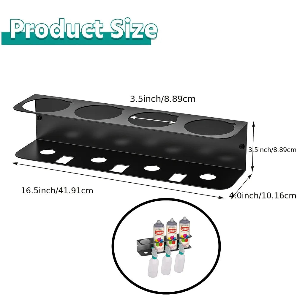 Aerosol Spray Can Holder with Paper Towel Rack - Wall-Mounted 5 Can Organizer for Garage, Workshop, Kitchen & Home Storage