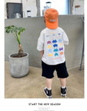 Camiseta de manga corta de verano para niños, Top de cuello redondo para niños pequeños y medianos, moda informal versátil de media manga