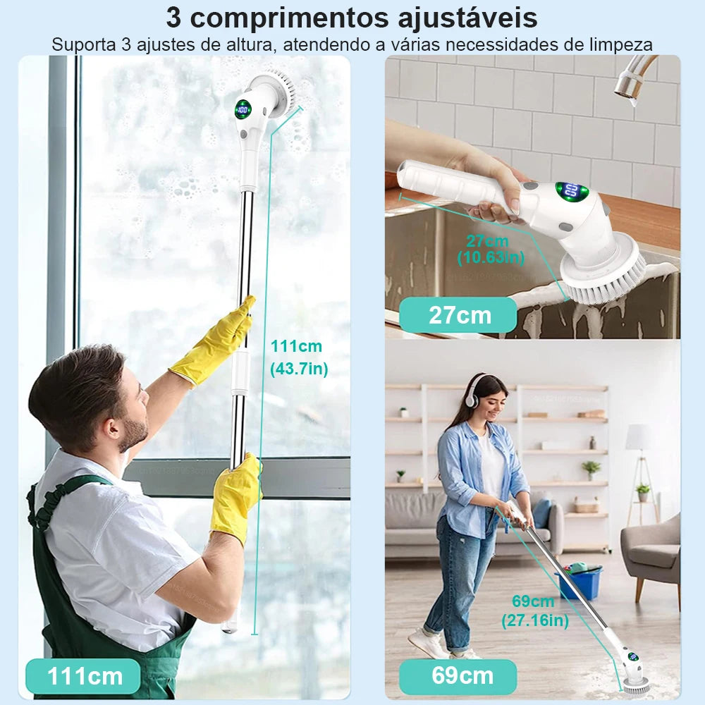 Cepillo de limpieza eléctrico 8 en 1, multifuncional, inalámbrico, giratorio, para baño, cocina, ventanas, inodoro. 