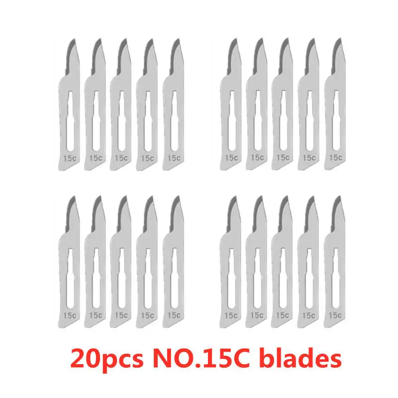 20-100pcs NO.10-15C Carbon Steel Carving Metal Scalpel Blades Handle DIY Cutting Repair Animal Surgical Knife Tool Box Non Slip