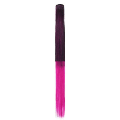 New Stripe Printed Clip in Hair Extensions Synthetic Straight Hair Highlights Colorful 18 Inches Wig Hairpieces Girls