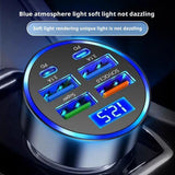 300W PD Car Charger 6 Ports Fast Charging QC3.0 USB C Car Phone Charger Type C Adapter Dual PD Super Fast with Digital Display