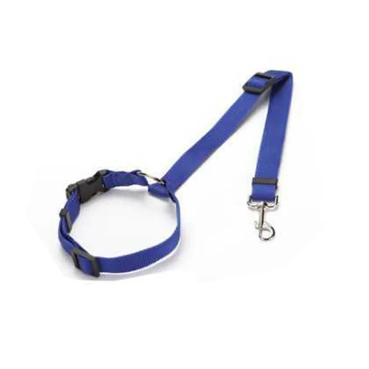 Cinturón de seguridad para mascotas dos en uno de color sólido, correa de nailon para el asiento trasero, arnés ajustable para perros, collar, accesorios para mascotas