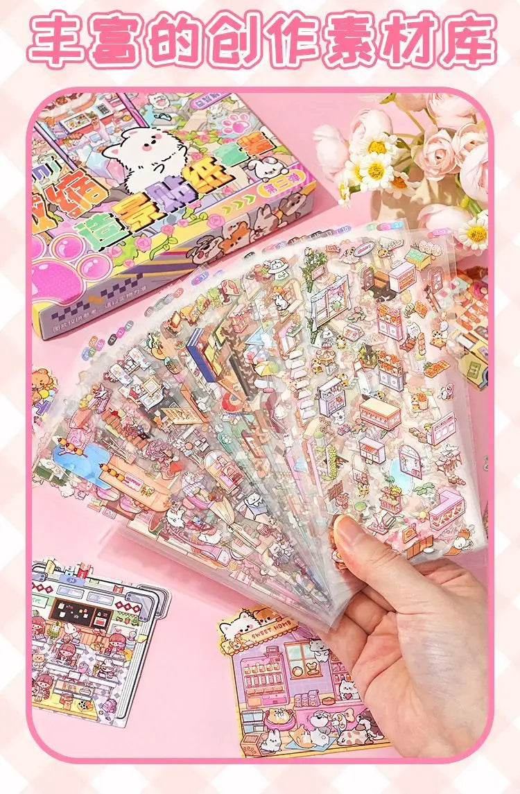 50 in 1 landscape stickers miniature scene collection 3d three-dimensional girls children's educational toys