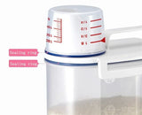 1Pc Sealed Cereal Insect-Proof Rice Bucket with Measuring Cup Transparent Rotary Food Moistureproof Tank Kitchen Storage Box 2KG