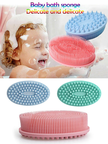 Exfoliating Sponge Dead Body Scrubber Skin Head Washing Brush Comb Silicone Bristle Bath Brush Scalp Massager Bath Tool Hygienic