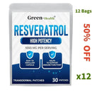 30 Patches Resveratrol Transdermal Patches Antioxidant Supplement Helps Support Anti-Aging and Immune System