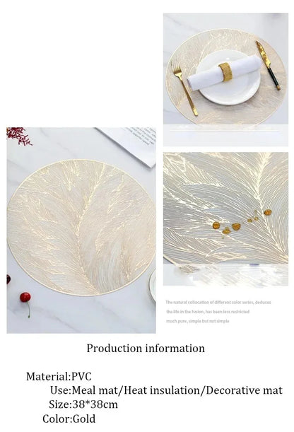 Placemats Set of 1/4Pc Light Luxury Placemat Table Mat Wide Application PVC Table Decor Round Protector Mat Heat Resistant Pad