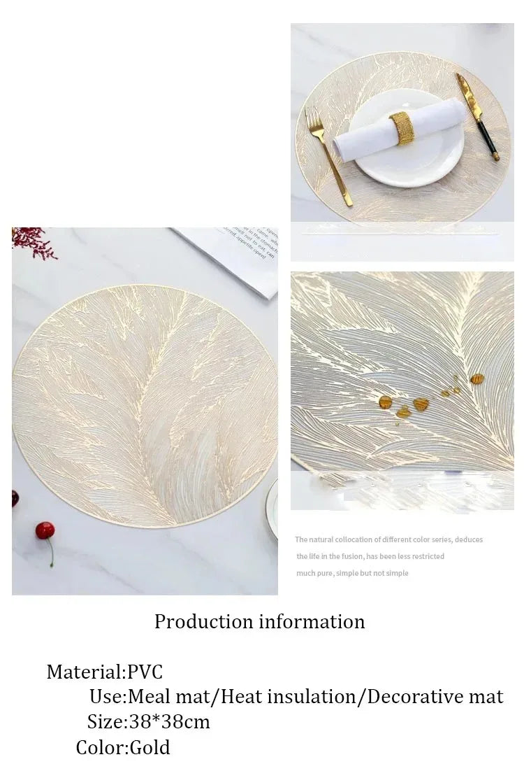 Placemats Set of 1/4Pc Light Luxury Placemat Table Mat Wide Application PVC Table Decor Round Protector Mat Heat Resistant Pad