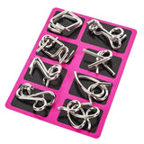 Conjunto de 8 Quebra-Cabeças de Arame Metálico, Jogos de Lógica e Raciocínio para Adultos, Desafios Mentais Estilo Montessori para Treinar Foco e Habilidades