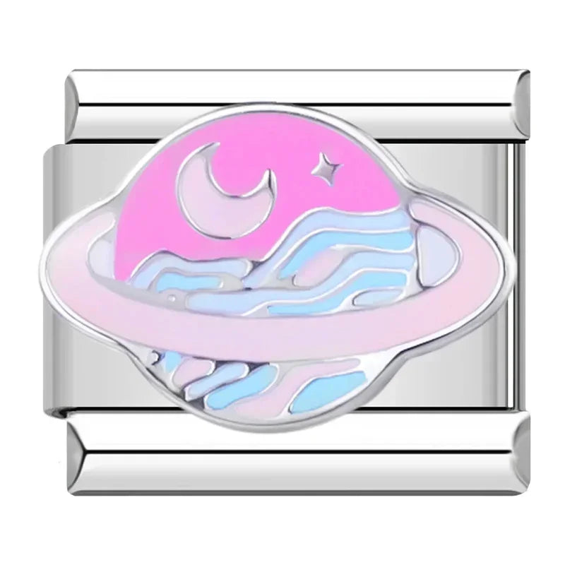 Hapiship 2024 estrela feminina universo planetário italiano encantos links contas caber 9mm pulseira de aço inoxidável diyjóias presente zh028