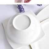 Ceramic Square Plates and Bowl Set Dinner Set Plates and Dishes Bone Porcelain Tableware Phnom Penh Cutlery Kitchen Accessories