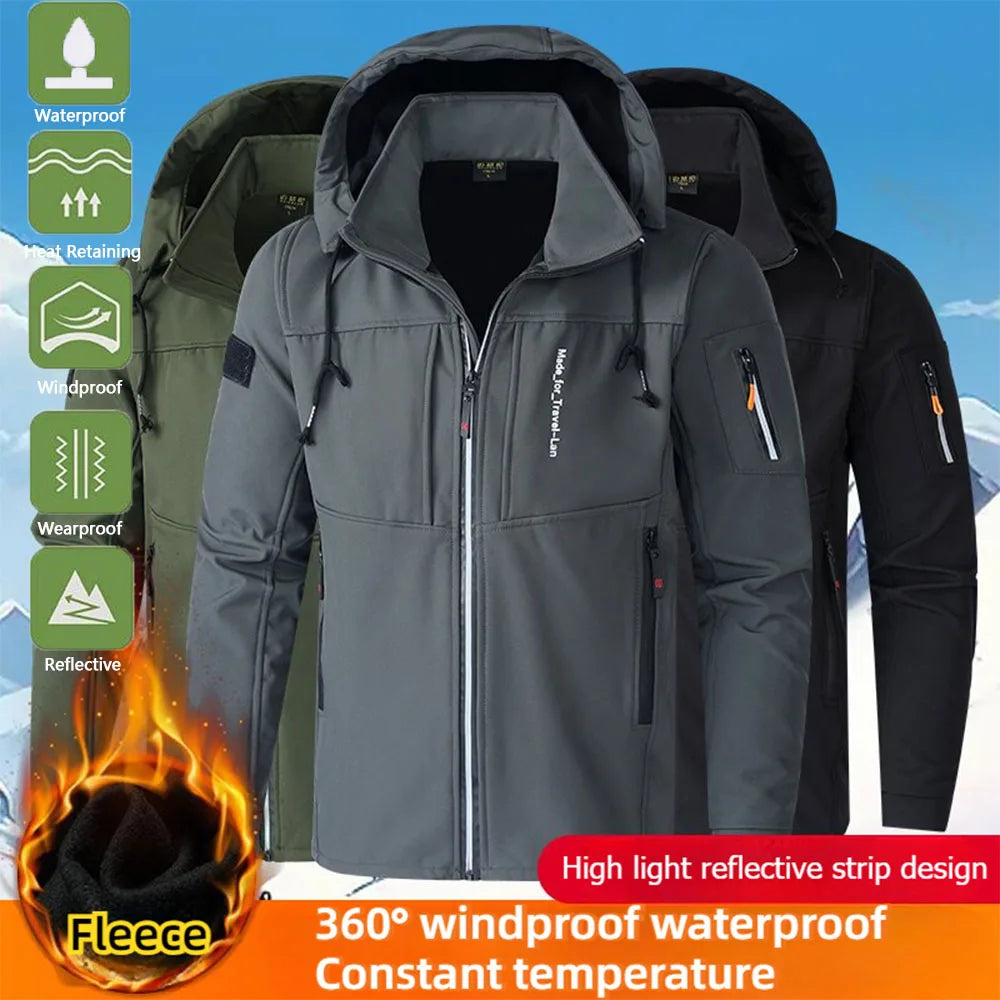 Chaqueta gruesa y cálida para hombre, abrigos de otoño e invierno, chaquetas para exteriores, esquí, escalada, cortavientos, chaqueta acolchada impermeable para hombre