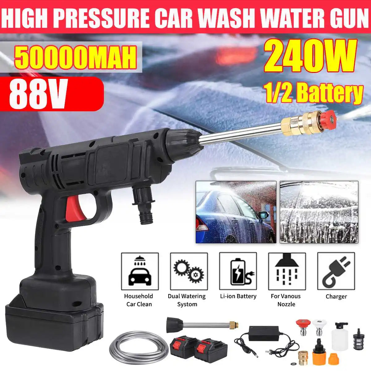 Nueva hidrolavadora inalámbrica de 45 bar y 15000 W para coche, limpiadora de alta presión, lavadora, pulverizadora, hidrolavadora portátil Makit
