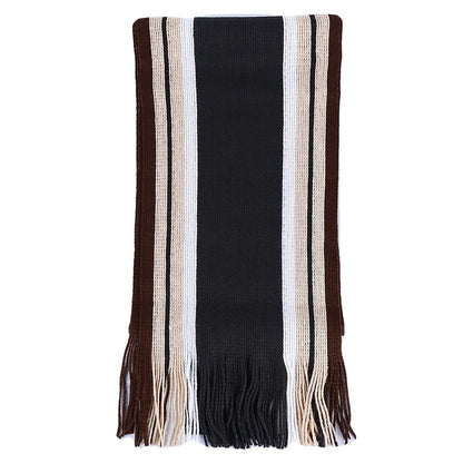 Bufandas clásicas de rayas para exteriores para hombre, bufanda de cachemira suave de punto a rayas, calentador de cuello con borlas largas, bufanda de invierno para hombre