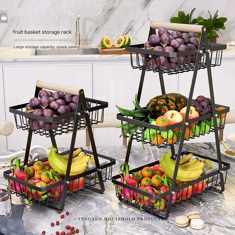 Double Layer Multifunctional Storage Basket, Desktop Shelf, Snack And Fruit Storage Table, With Two Layers Of Storage On Top